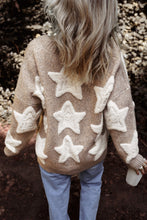 Load image into Gallery viewer, Khaki Sherpa Star Pattern Textured Sweater Cardigan with Pockets
