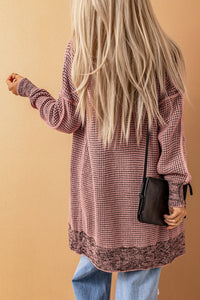 Yellow Plaid Knitted Long Open Front Cardigan