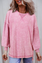 Load image into Gallery viewer, Orchid Petal Mineral Wash Drop Shoulder Pullover Sweatshirt
