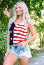 Load image into Gallery viewer, Red Stars and Stripes Flag Pattern Knitted Tank
