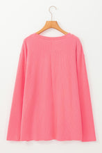 Load image into Gallery viewer, Peach Blossom Plus Size Ribbed Textured Long Sleeve T Shirt
