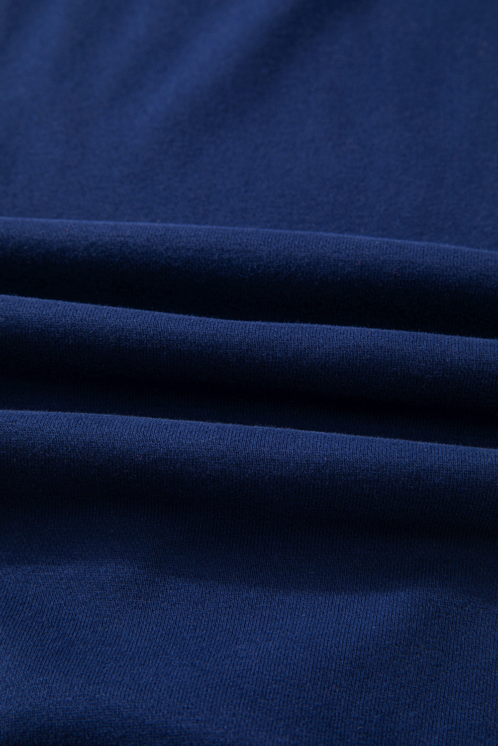 Navy Blue Solid Fleece Lined Drop Shoulder Terry Sweatshirt