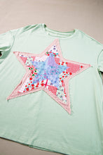 Load image into Gallery viewer, Meadow Mist Green Star Patchwork Loose T-shirt
