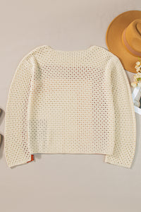 Apricot Pointelle Knit Colorblock Baggy Sweater