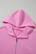 Load image into Gallery viewer, Bonbon Half Zipper Kangaroo Pocket Short Sleeve Hoodie
