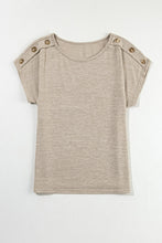 Load image into Gallery viewer, Smoke Gray Button Detail Batwing Sleeve Casual Tee
