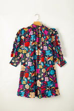 Load image into Gallery viewer, Green Floral Print Puff Sleeve Ruffled Mini Dress
