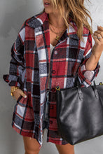 Load image into Gallery viewer, Red Plaid Print Buttoned Shirt Jacket
