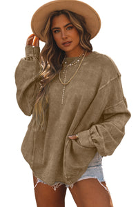 Gray Exposed Seam Twist Open Back Oversized Sweatshirt