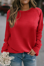 Load image into Gallery viewer, Red Solid Round Neck Raglan Sleeve Sweatshirt
