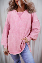 Load image into Gallery viewer, Orchid Petal Mineral Wash Drop Shoulder Pullover Sweatshirt
