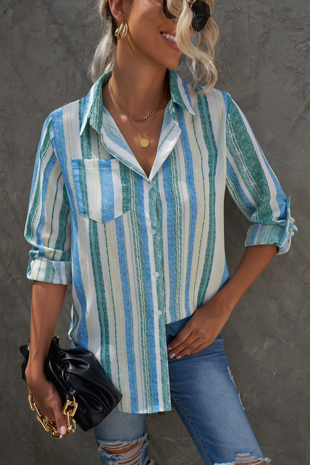 White Sweet Enough Striped Button Up Top