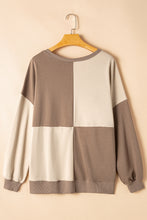 Load image into Gallery viewer, Parchment Colorblock Henley High Low Oversize Sweatshirt
