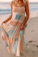 Load image into Gallery viewer, Multicolor Boho Patchwork Print Square Neck Sundress
