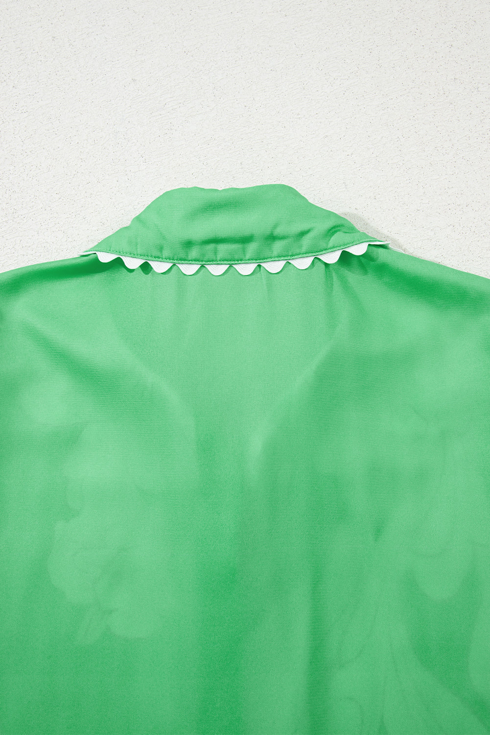 Green Floral Ric Rac Edge Puff Sleeve Button Up Summer Shirt