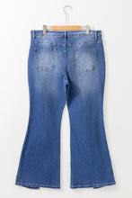 Load image into Gallery viewer, Blue Plus Size Exposed Seam High Waist Flare Jeans
