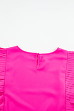 Load image into Gallery viewer, Bright Pink Pleated Ruffle Patchwork Sleeveless Blouse
