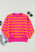 Load image into Gallery viewer, Rose Stripe Shoulder Pad Round Neck Sweater
