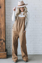 Load image into Gallery viewer, Black Solid Pocketed Loose Fit Corduroy Overall
