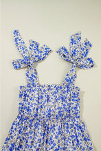 Load image into Gallery viewer, Blue Rose Floral Knotted Straps Tiered Babydoll Dress
