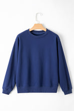 Load image into Gallery viewer, Navy Blue Solid Fleece Lined Drop Shoulder Terry Sweatshirt
