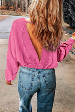 Load image into Gallery viewer, Black Acid Wash V-shape Open Back Sweatshirt
