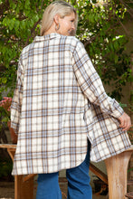 Load image into Gallery viewer, White Plaid Print Tunic Plus Size Shacket with Slits
