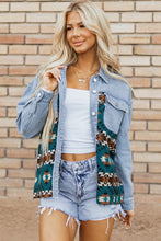 Load image into Gallery viewer, Blue Aztec Printed Denim Jacket
