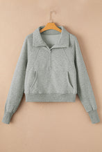 Load image into Gallery viewer, Sea Green Fleece Lined Zip Up Stand Collar Thumbhole Sleeve Sweatshirt
