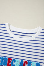 Load image into Gallery viewer, Blue Stripe Chenille FIRECRACKER Embroidered Sweatshirt
