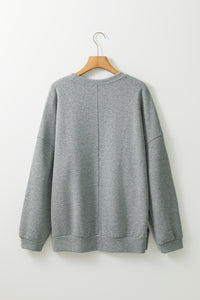 Medium Grey Side Split Drop Shoulder Oversized Top