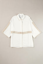 Load image into Gallery viewer, White Crochet Patchwork Half Sleeve Scallop Edge Shirt
