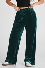 Load image into Gallery viewer, Black Solid Drawstring Waist Wide Leg Pants
