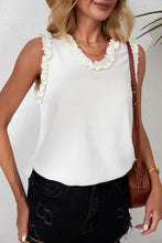 Load image into Gallery viewer, Rose Frilled Trim V Neck Tank Top
