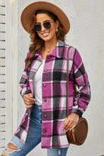 Load image into Gallery viewer, Red Plaid Print Buttoned Shirt Jacket
