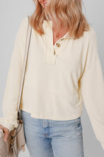 Load image into Gallery viewer, Apricot Corded Texture Lantern Sleeve Buttons Henley Sweatshirt
