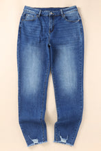 Load image into Gallery viewer, Blue Raw Hem Ankle-length Skinny Jeans
