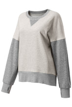 Load image into Gallery viewer, Light Grey Color Block Thumbhole Sleeve Drop Shoulder Sweatshirt
