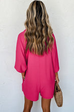 Load image into Gallery viewer, Bright Pink Half Button Collared Loose Romper
