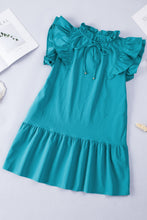 Load image into Gallery viewer, Green Tiered Ruffled Sleeves Mini Dress with Pockets
