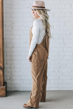 Load image into Gallery viewer, Black Solid Pocketed Loose Fit Corduroy Overall
