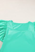 Load image into Gallery viewer, Mint Green Flutter Sleeve Square Neck Top
