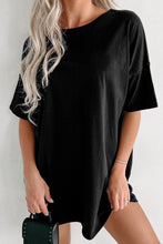 Load image into Gallery viewer, Black Solid Color Round Neck Basic Tunic T Shirt
