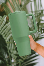 Load image into Gallery viewer, Pear Green Frosted Stainless Handle Large Vacuum Cup with Straw 40oz
