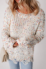 Load image into Gallery viewer, White Colorful Confetti Distressed Knit Sweater
