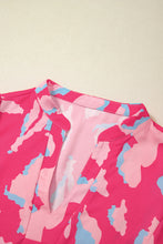 Load image into Gallery viewer, Rose Abstract Print Smocked Puff Sleeve V Neck Blouse

