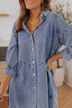 Load image into Gallery viewer, Gray Buttoned Long Sleeve Denim Mini Dress
