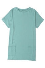 Load image into Gallery viewer, Gray Side Pockets Short Sleeve Tunic Top
