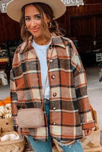 Load image into Gallery viewer, Red Plaid Print Buttoned Shirt Jacket
