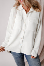 Load image into Gallery viewer, White Solid Color Corduroy Buttoned Long Sleeve Jacket
